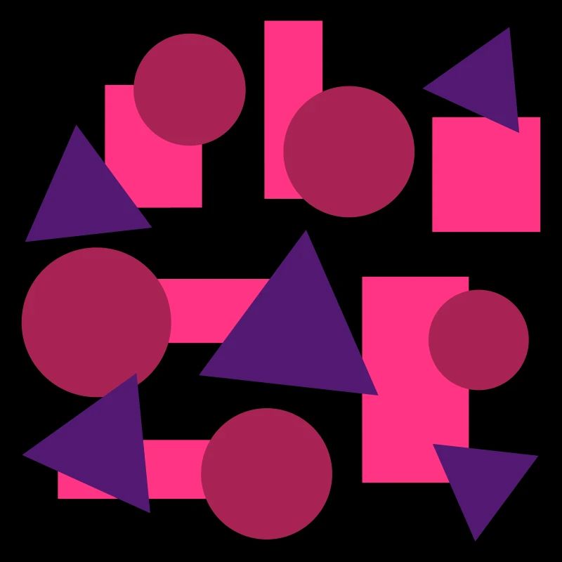 Geometric shapes (squares, circles, triangles)