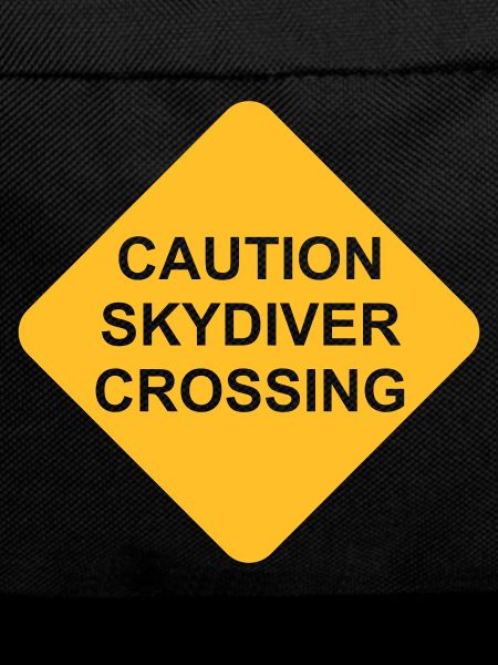 Caution Skydiver Crossing Shield transparent