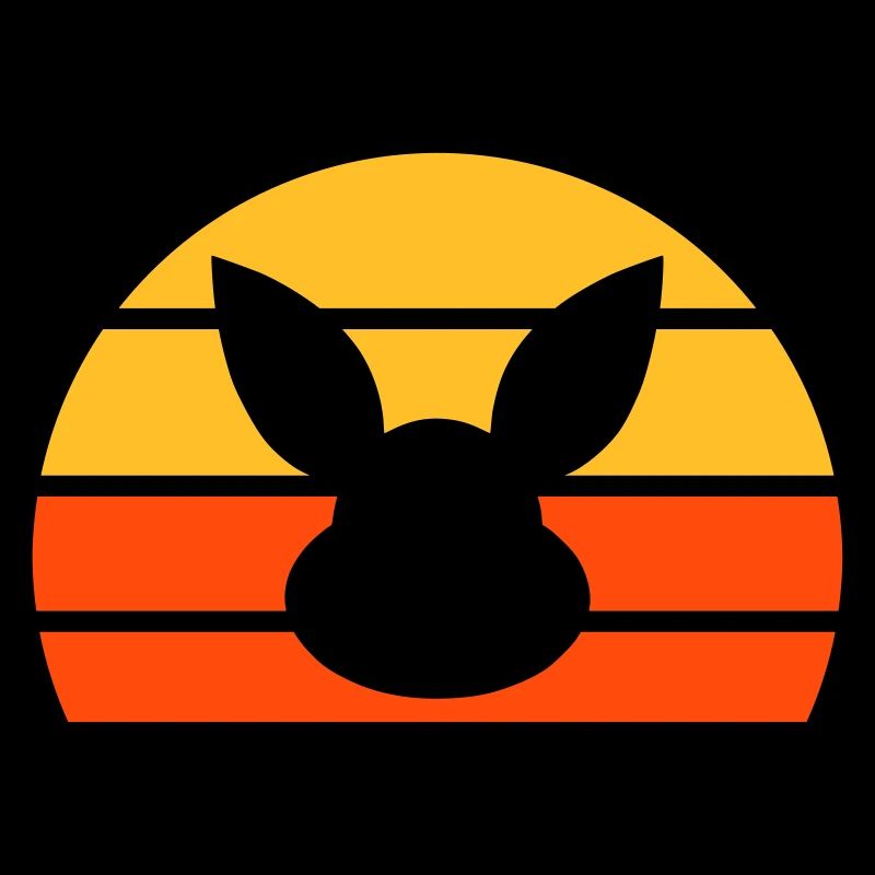 Rabbit's head in front of half sun