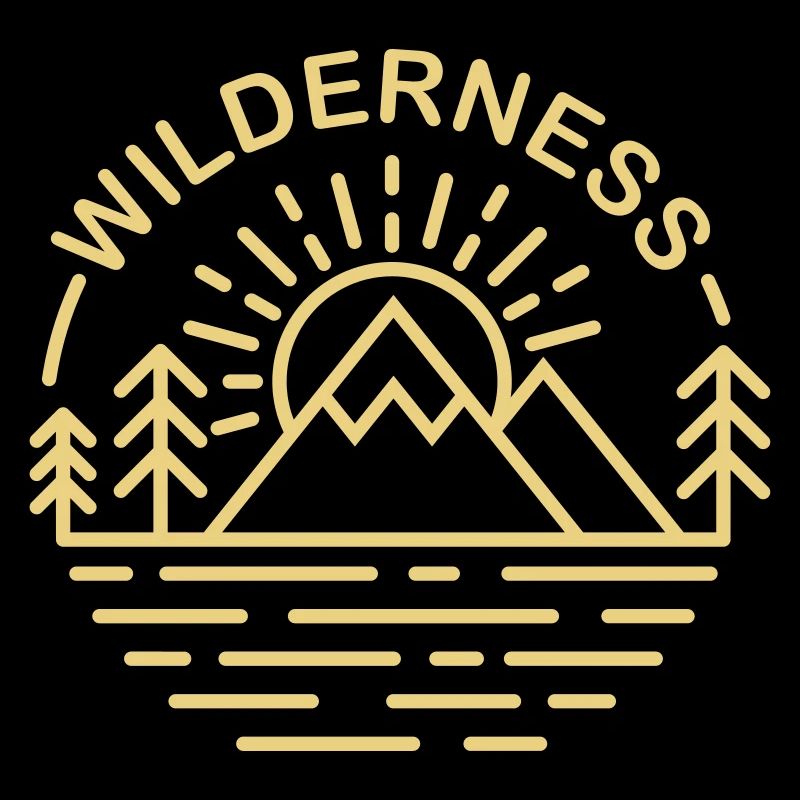 Wilderness mountain line art