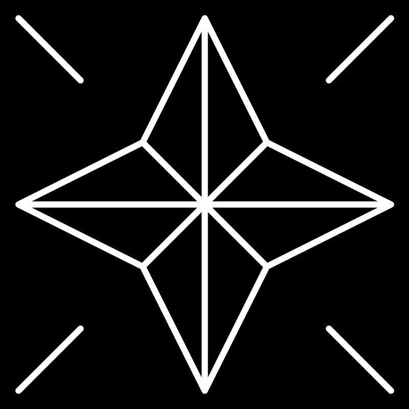 Star with four points and four rays