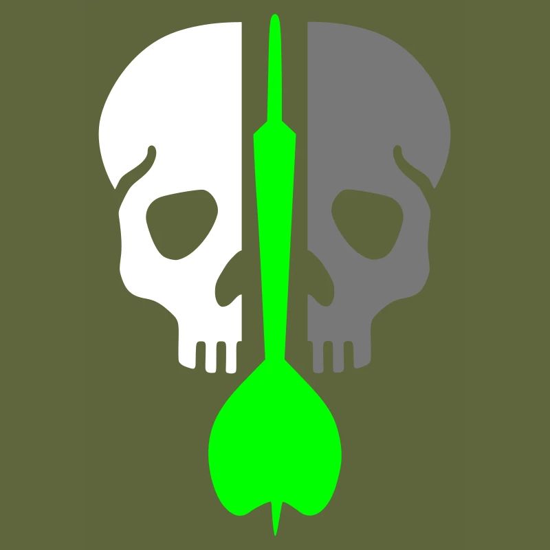 Geteilter Schädel und Dartpfeil