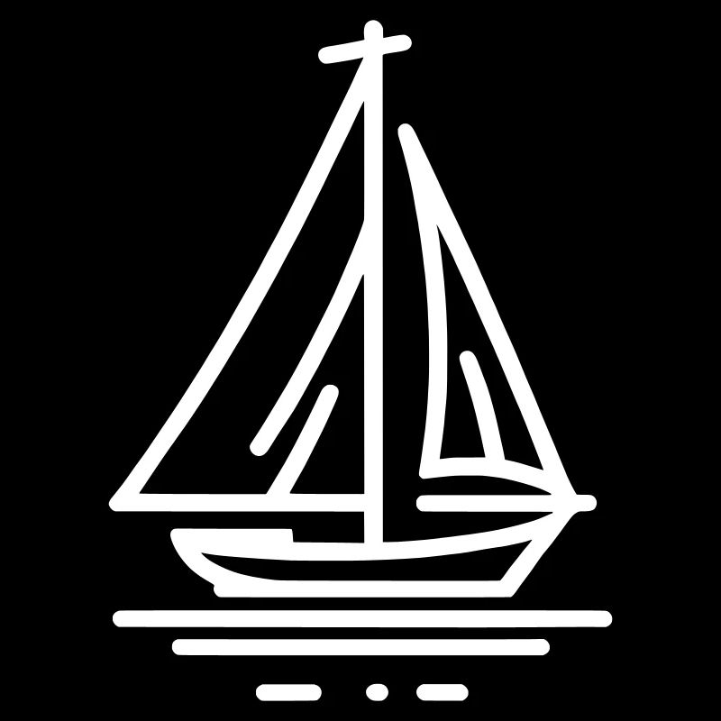 Minimalistische Segelboot Line Art - weiß