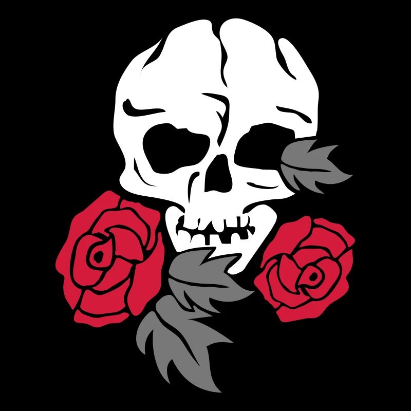skull and rose