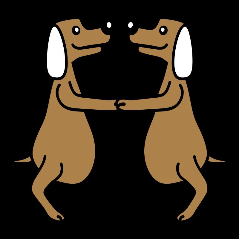 2 chiens gros ventre en surpoids dansant ensemble