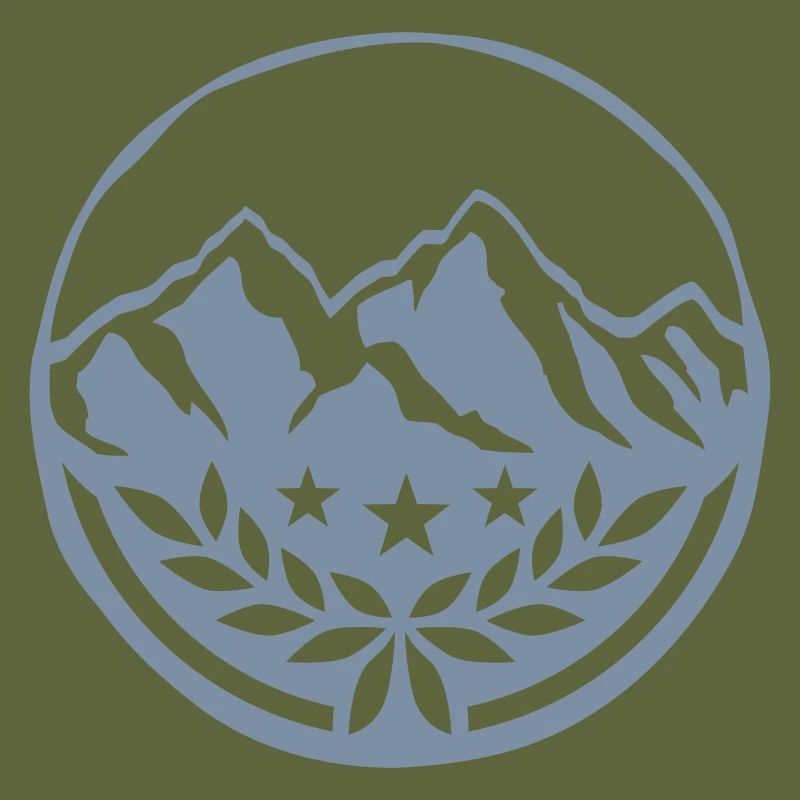Stempel Lorbeerkranz Berge Landschaft