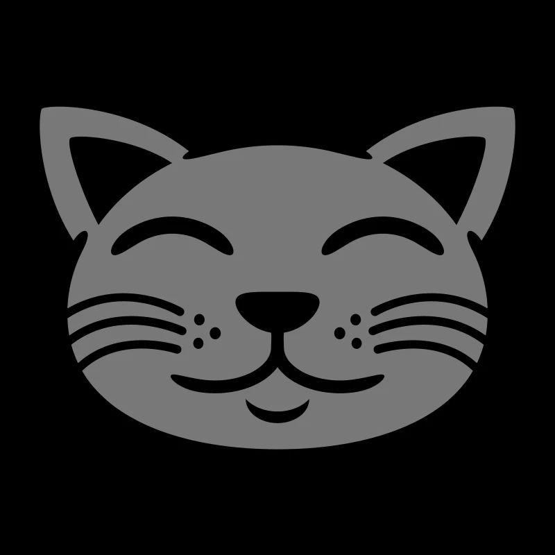 Grey cat face happy