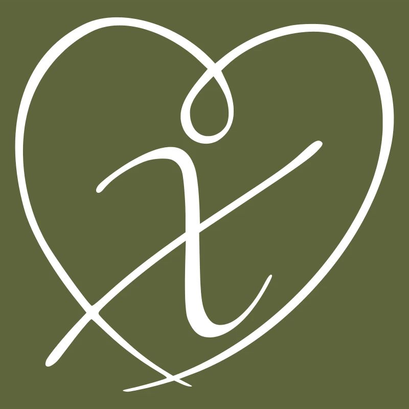 Letter X Calligraphy Heart