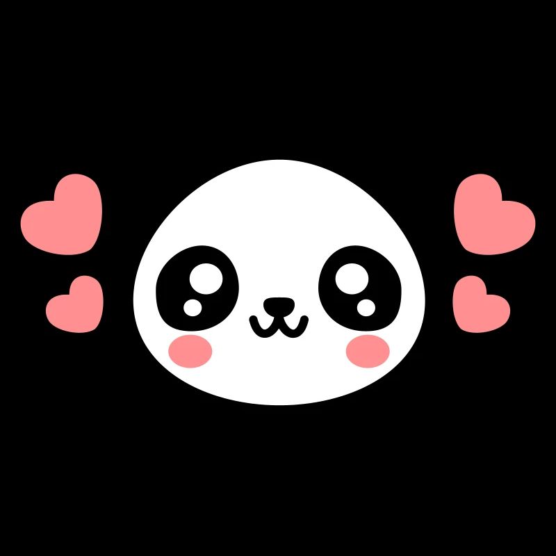 Visage de panda aimant : cœurs adorables
