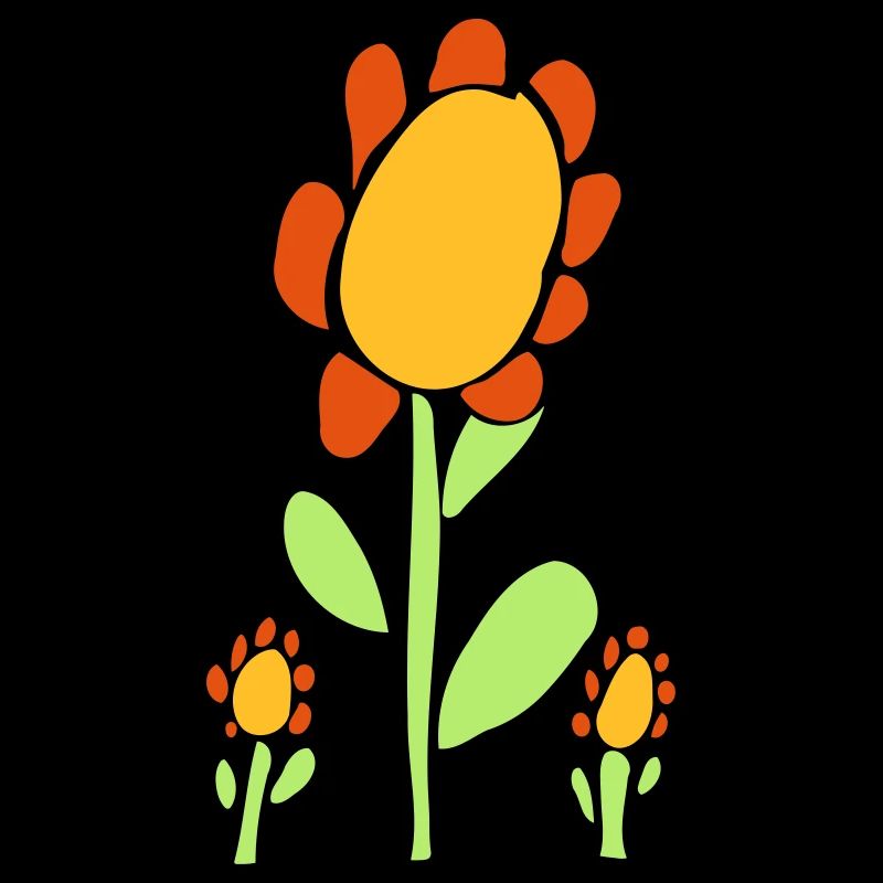 Fröhliche Blume mit gelben und orangefarbenen Blättern