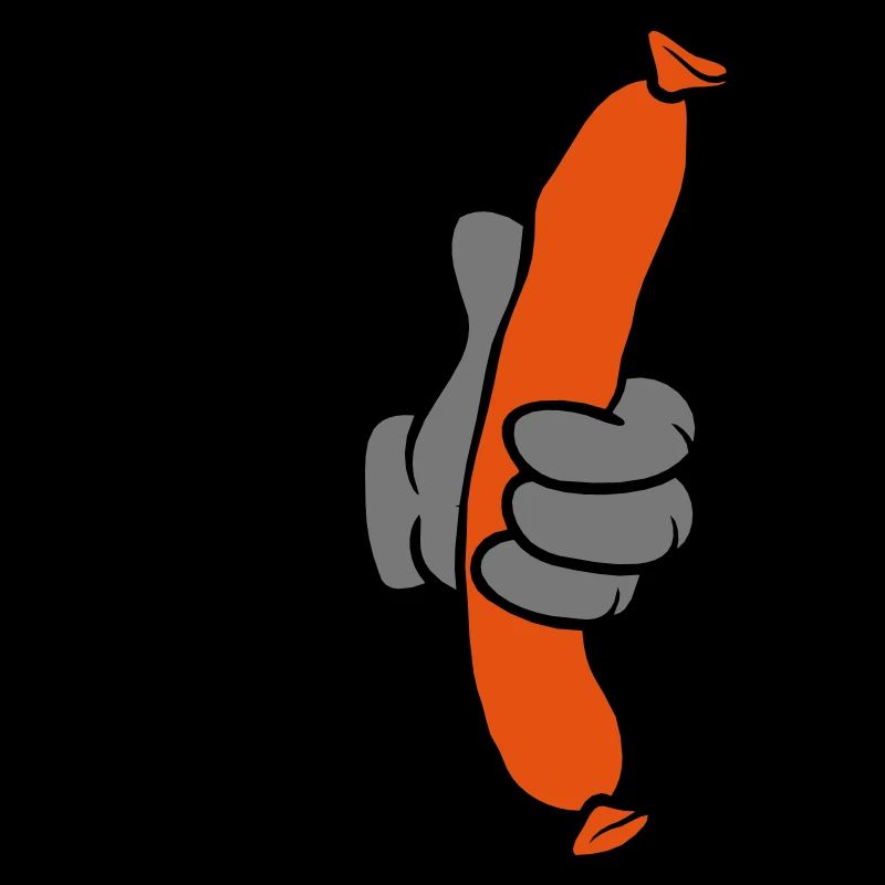 Comic Hand hält Wurst