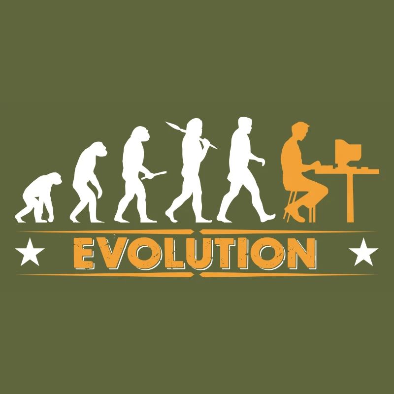 Computer Nerd Evolution - orange/weiss