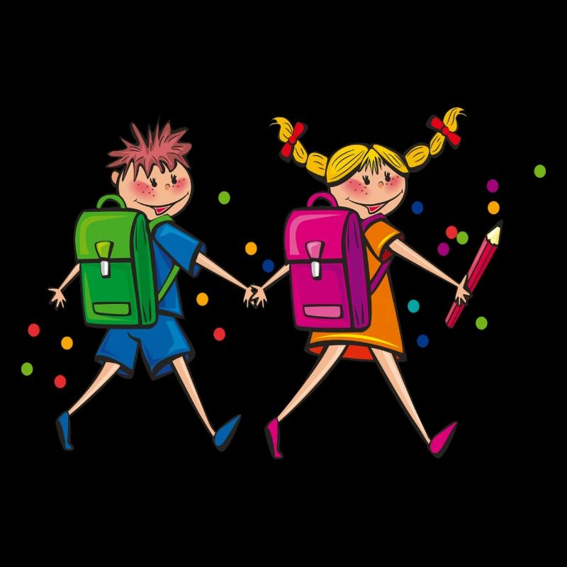 Schulkinder mit Schulranzen. Geschenkidee