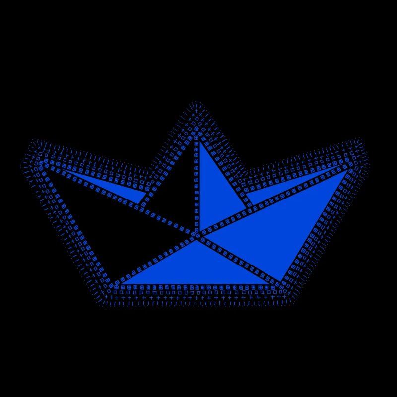 blue origami sailboat.