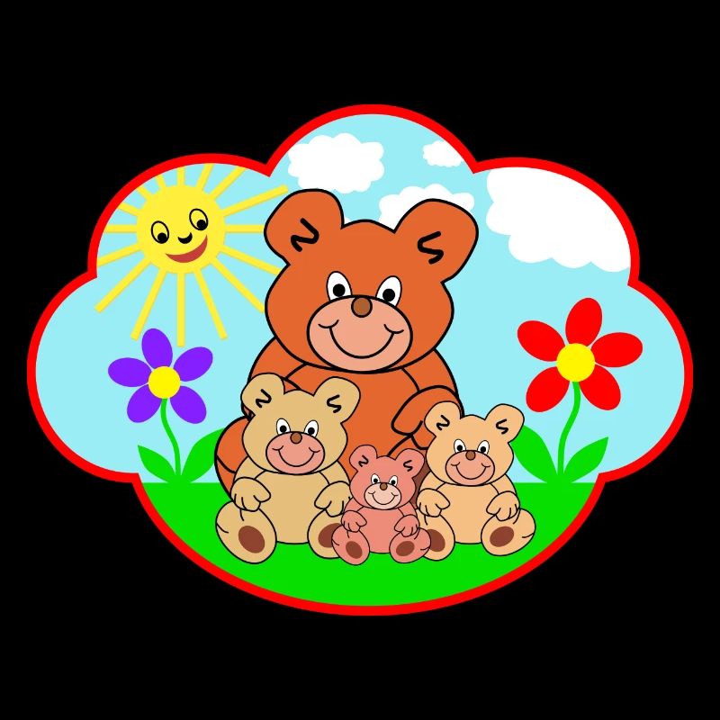 Vier lustige Teddybären auf der Wiese Geschenk