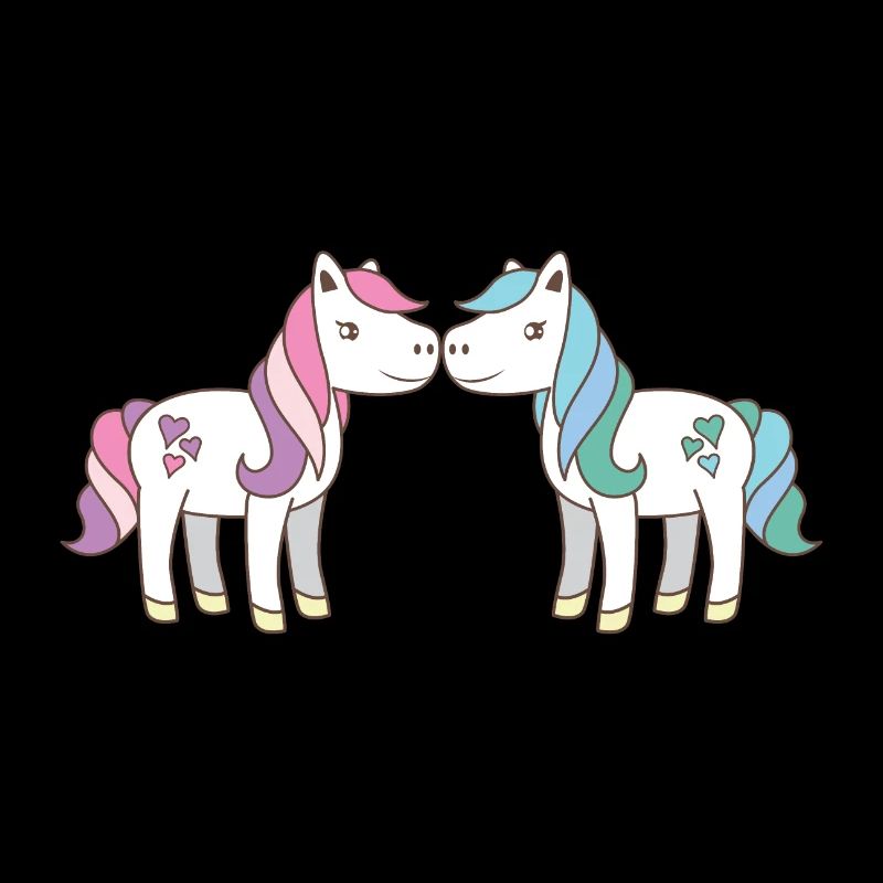 deux licornes mignonnes s'embrasser rose et aqua