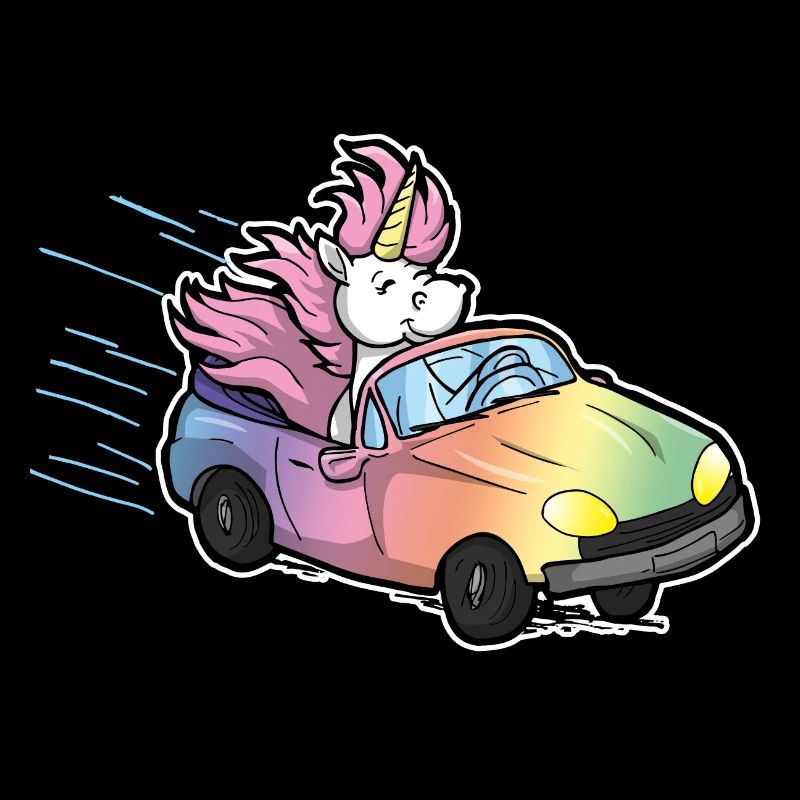 Funny Unicorn Car Gift Driver License Comic
