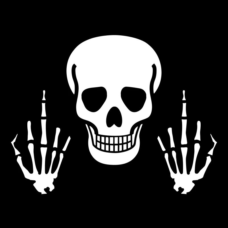 Skull & Middle Finger, 2 coloured