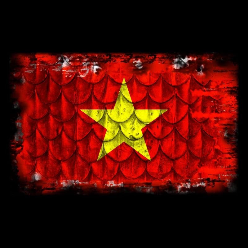 Vietnam flag with feathers