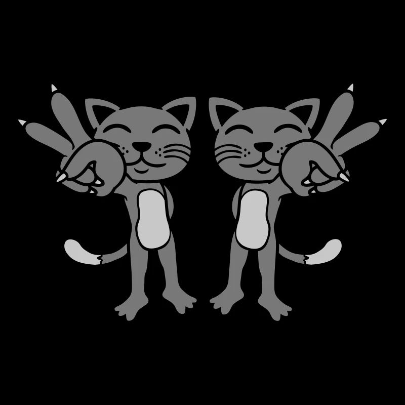 2 Katzen Peace Zeichen