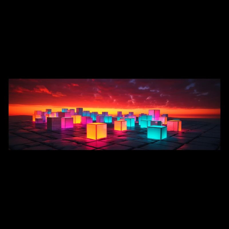 Neon Cubes at sunset