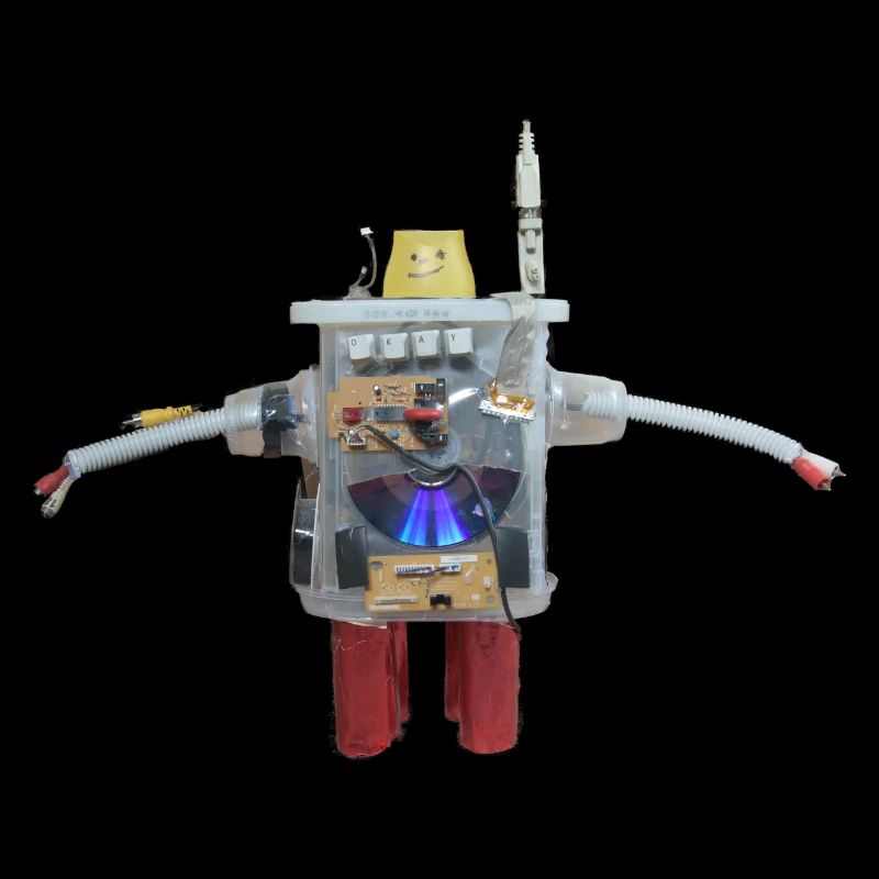 Small self-made robot from recycled materials