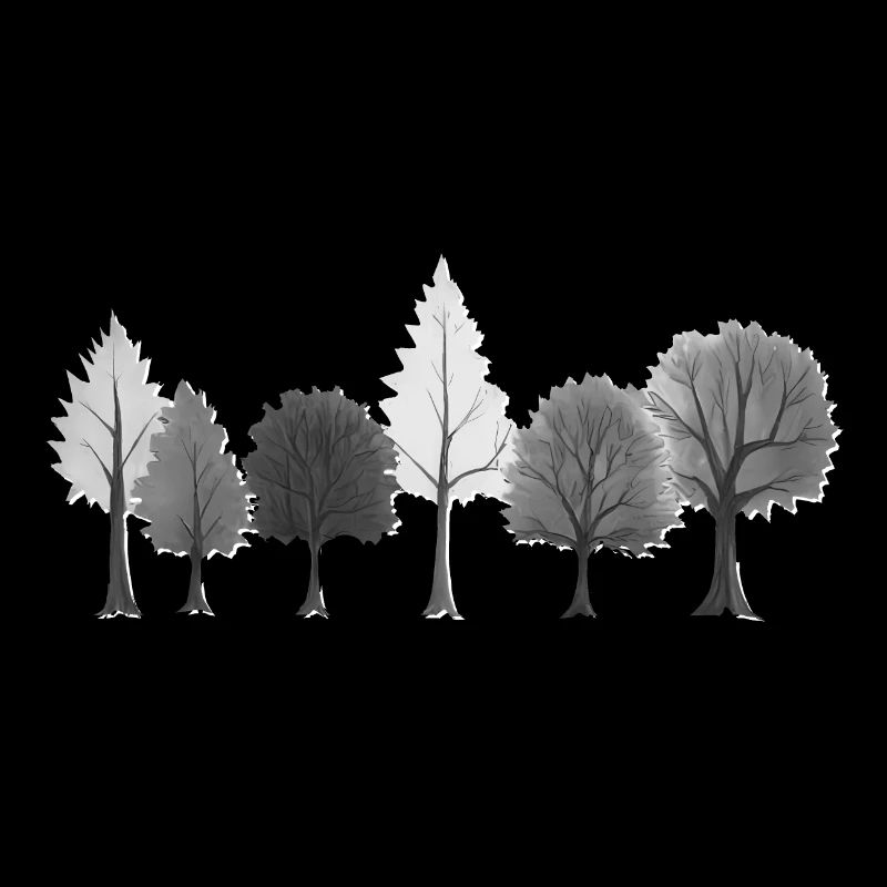 Arbres de la forêt noir et blanc
