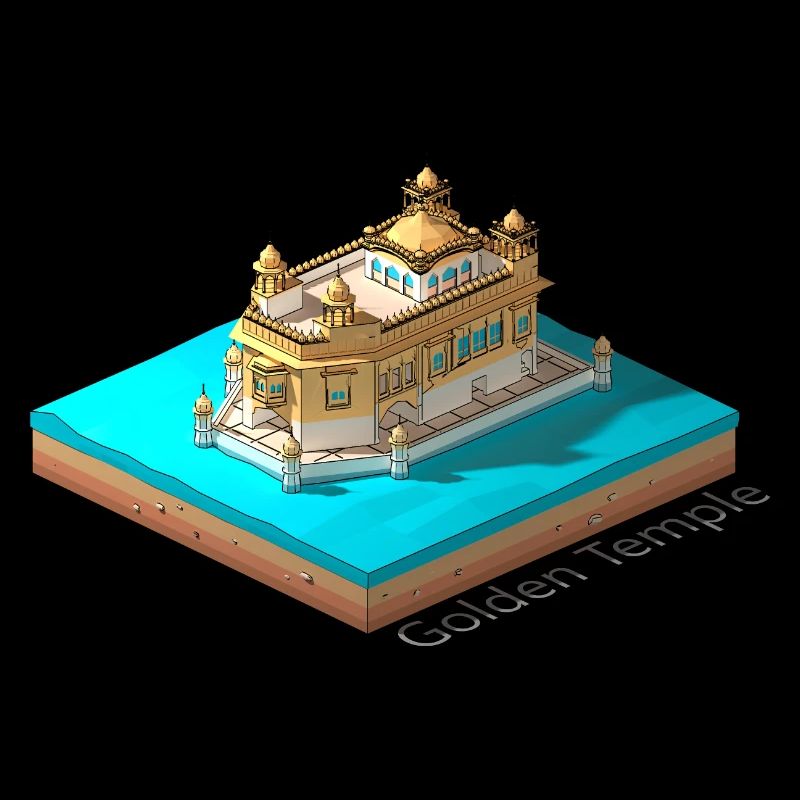 Geometric low poly Golden Temple