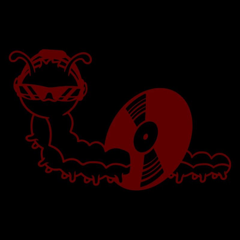 Cool DJ Caterpillar Eats Vinyl Music Record Party