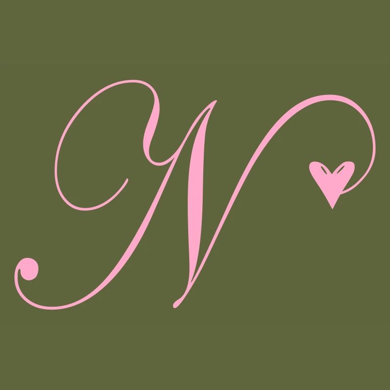 Monogramm N Herz Ranke