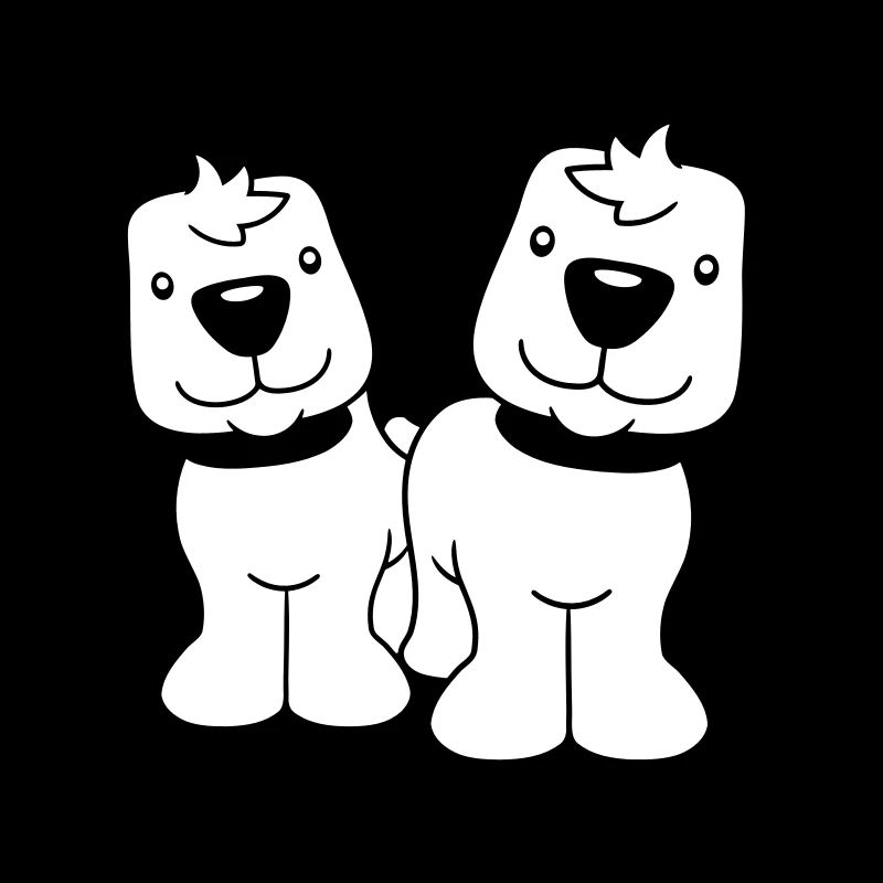 2 Hunde Team Stehen Zwei Freunde Crew Glücklich