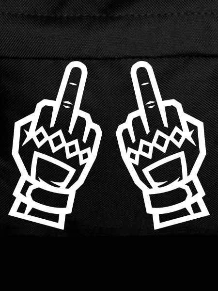 Zwei Mittelfinger Handschuhe Weiß Symbol