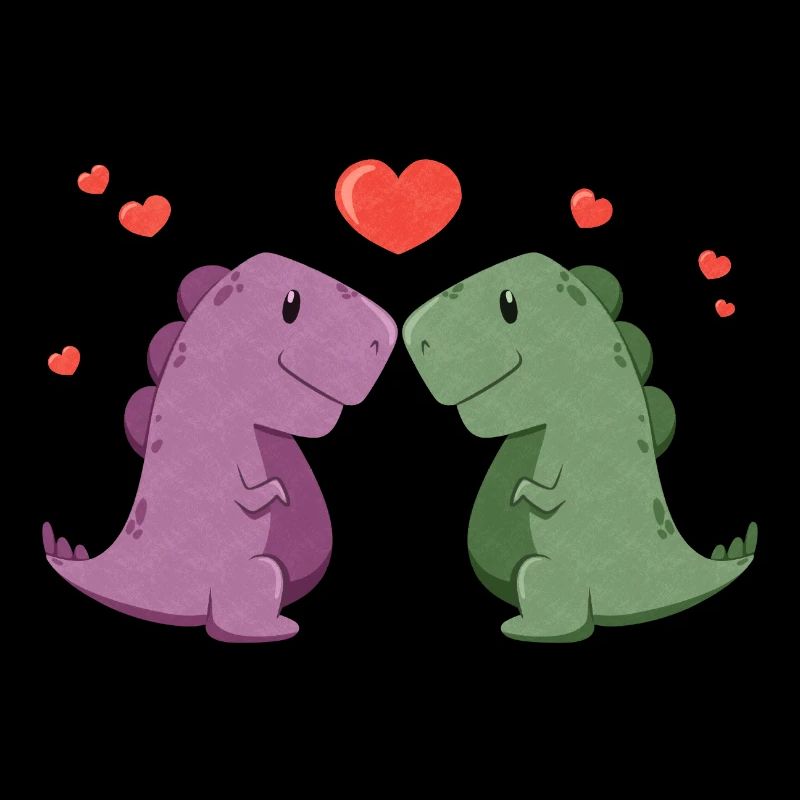 Cute dinosaurs with a heart
