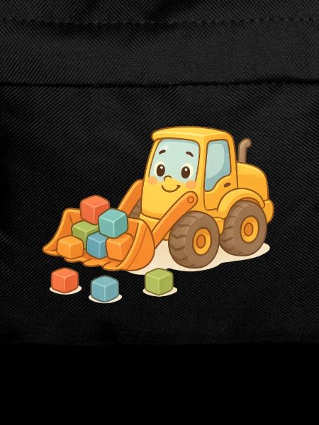 Verspielter Bagger mit bunten Bausteinen
