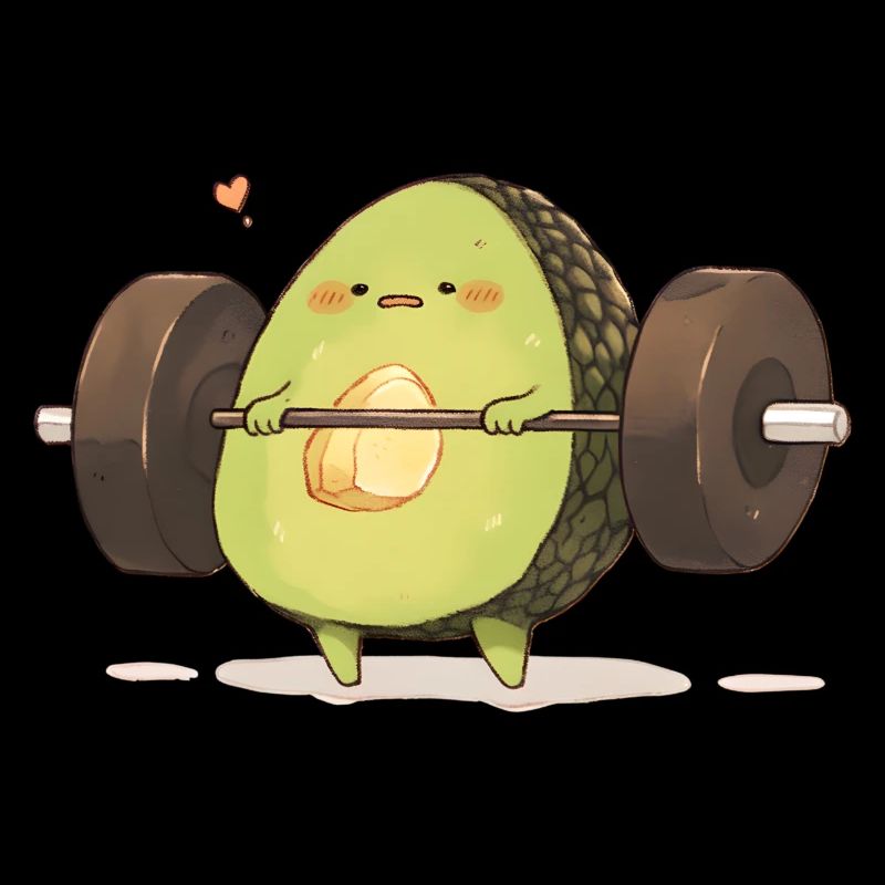Humorvoller Avocado Muskeltraining