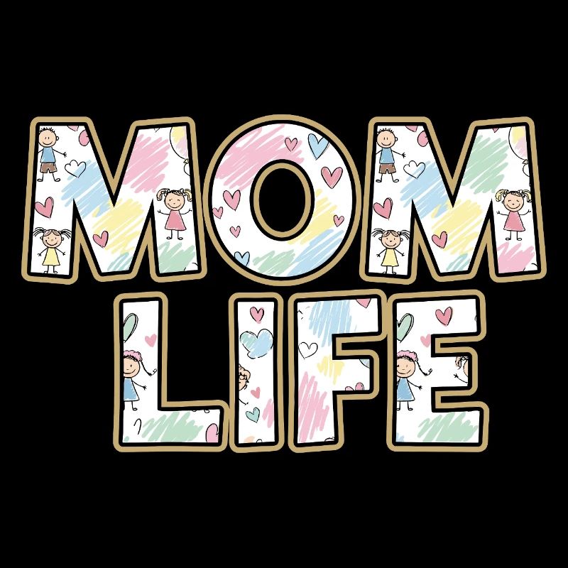 Mom Life Pastel Hearts Scribble