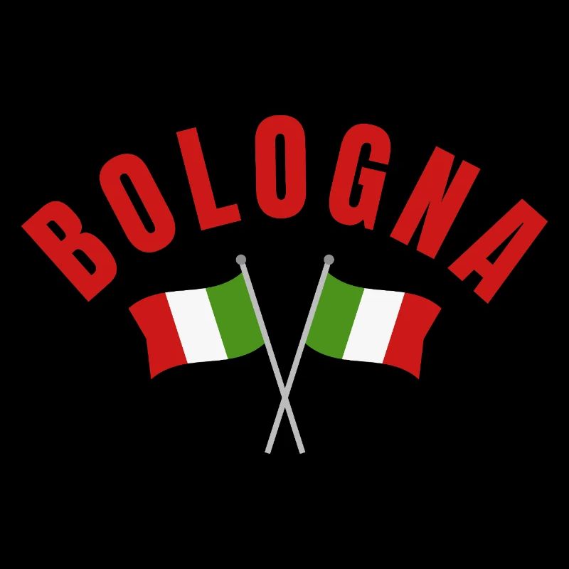 Emblème de Bologne avec drapeaux italiens croisés