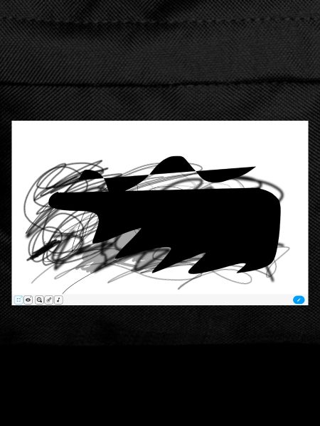 Black abstract blob with lines