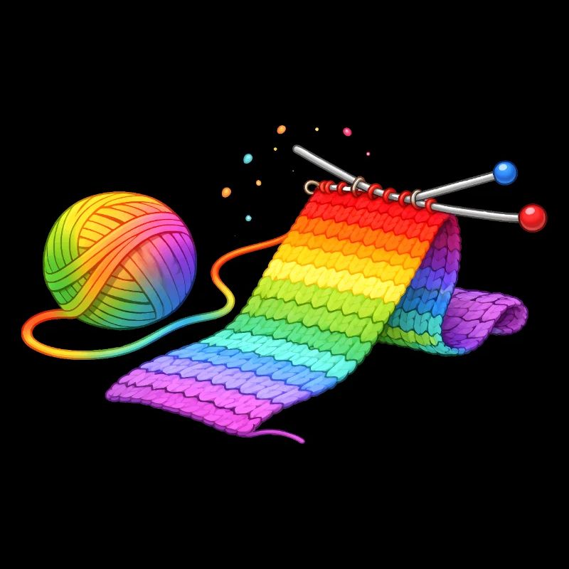 Regenbogen Schal stricken Illustration  