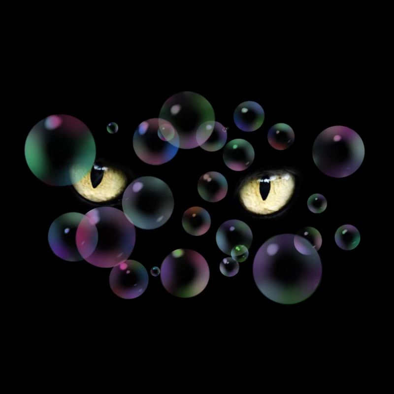 Cat eyes with soap bubbles with background