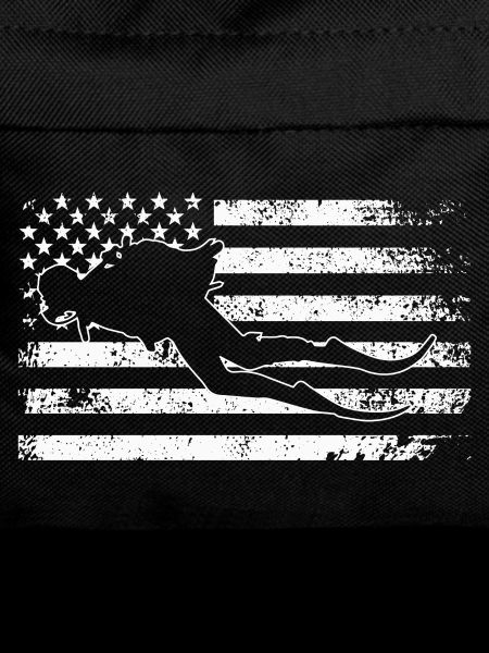 Surfing Silhouette on Weathered US Flag