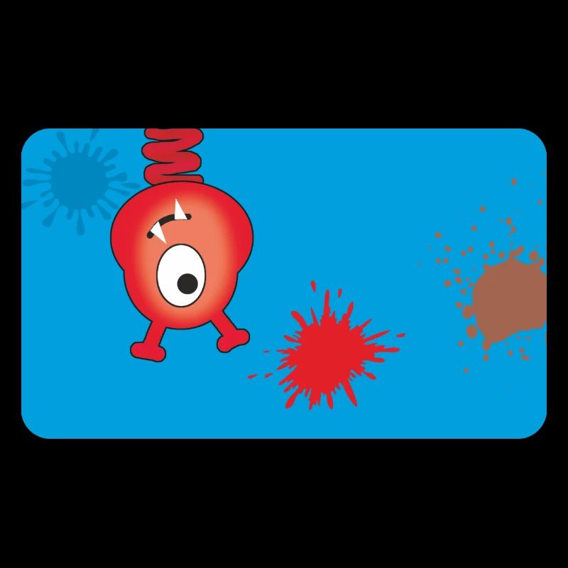 Monstre rouge et éclaboussures de couleur - Bleu