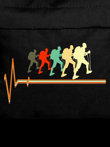 Retro Hiking Heartbeat Pulse Silhouette