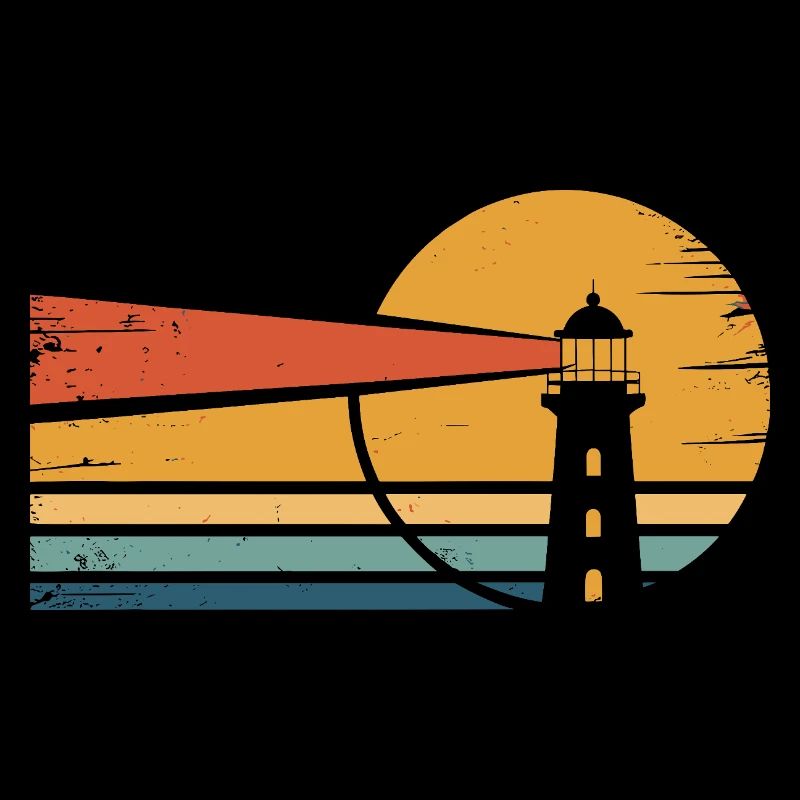 Lighthouse Retro Sunset