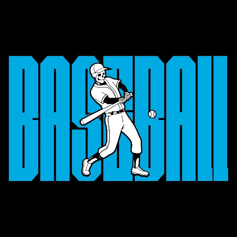 Baseball Swing Silhouette on Bold Blue Text