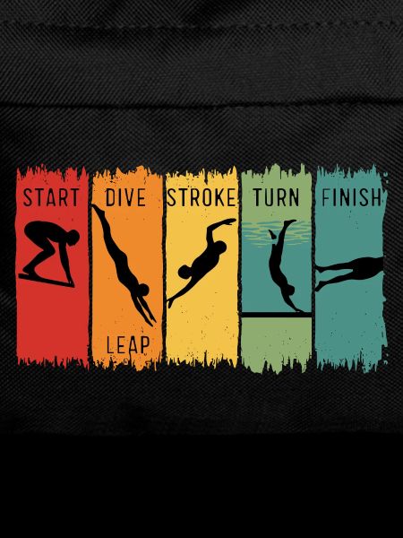 Retro Swimming Steps Start Tauchschwimm-Finish