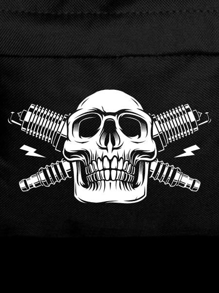 skull with spark plug