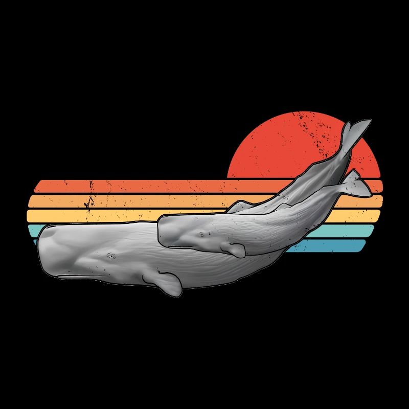 Sperm Whale Retro Sunset