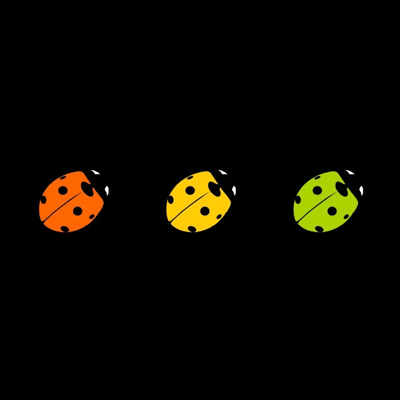 three ladybirds in a row, ladybug traffic light
