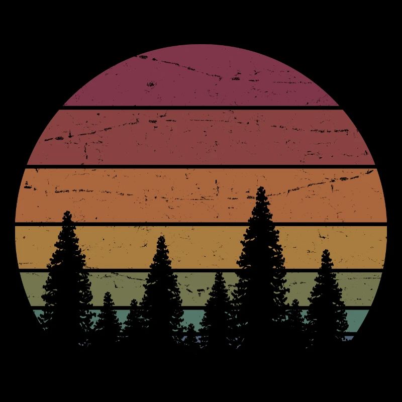Retro Forest Mountains Wanderabenteuer Outdoor